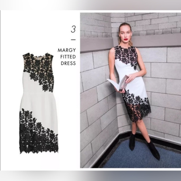 Alice + olivia margy white floral lace  sleevesless midi dress size 4 - Picture 4 of 11